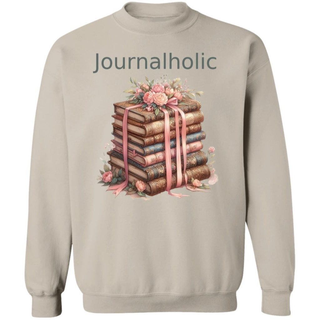 Journalholic Sweatshirt Book Lover Crewneck Gildan 18000 Cozy Reading Sweater Bibliophile Gift Vintage Floral Bookstack