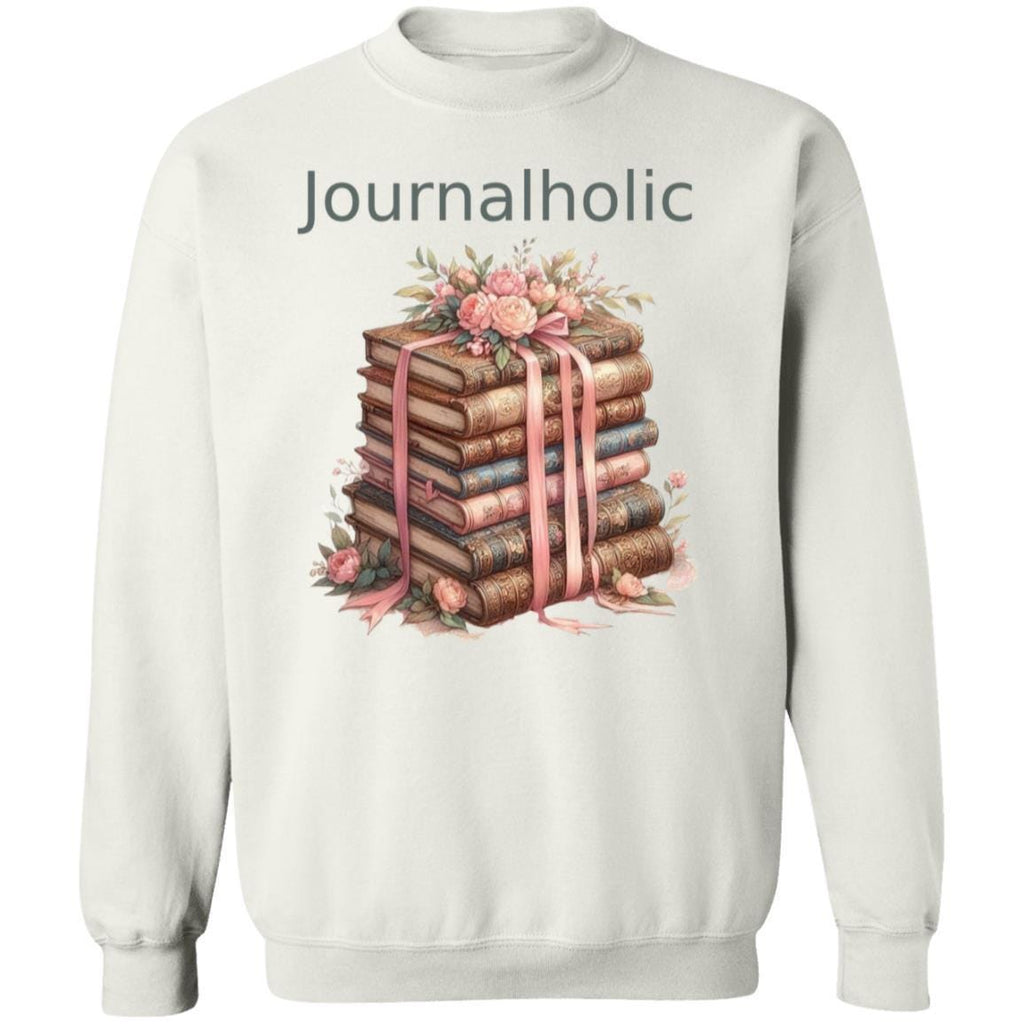 Journalholic Sweatshirt Book Lover Crewneck Gildan 18000 Cozy Reading Sweater Bibliophile Gift Vintage Floral Bookstack